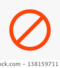 a red color prohibition sign on white 138159711