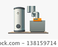 a modern heating system elements on white 138159714