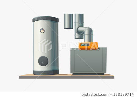 a modern heating system elements on white a modern heating system elements on white 138159714