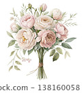 Watercolor floral bouquet in pink and cream tones Background 138160058
