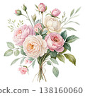 Watercolor floral bouquet in pink and cream tones Background 138160060