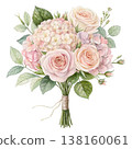 Watercolor floral bouquet in pink and cream tones Background 138160061