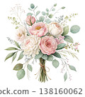 Watercolor floral bouquet in pink and cream tones Background 138160062