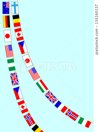 A frame with a colorful flag illustration. 138160137