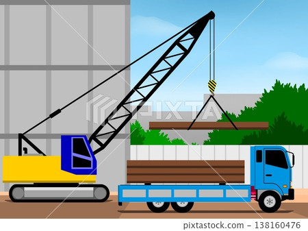 Construction site heavy machinery Construction site heavy machinery 138160476