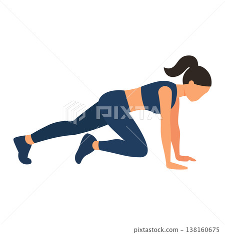 Mountain Climbing Aerobic Exercise for Women: Full-Body Fat Burning and Cardio Training Illustrations 138160675
