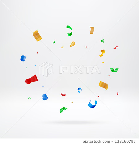 Colorful 3D confetti flying on white. Colorful 3D confetti flying on white. 138160795