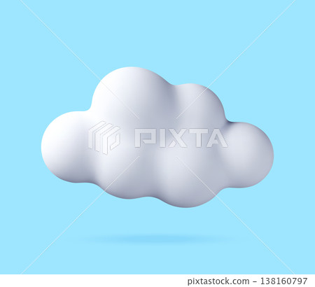 White 3d cloud icon isolated on blue. White 3d cloud icon isolated on blue. 138160797