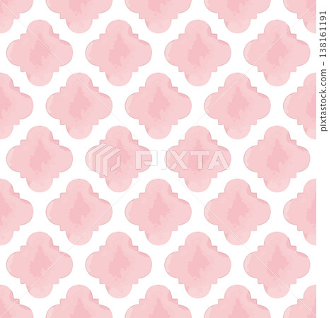 Watercolor-style Moroccan tile illustration pattern 138161191