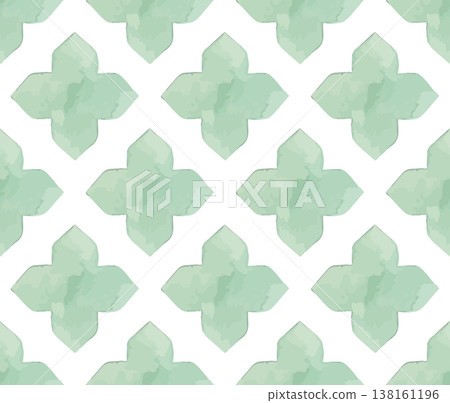 水彩風格的摩洛哥瓷磚插圖圖案 138161196