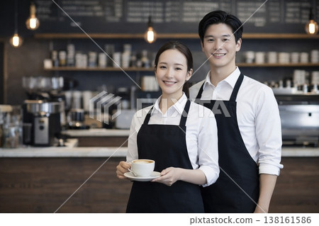 Japanese baristas (male and female) 138161586