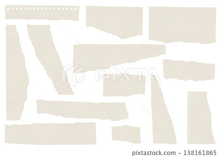 Torn White Paper Set Ripped Scrap Paper Pieces Isolated Collage Elements Torn White Paper Set Ripped Scrap Paper Pieces Isolated Collage Elements 138161865