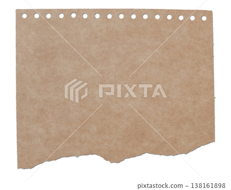 Torn Craft Paper Isolated Brown Ripped Paper Strip Scrapbook Background Element 138161898