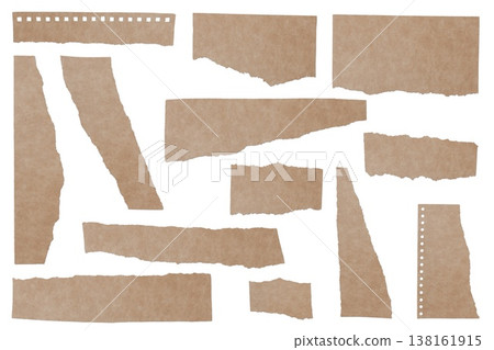 Torn Craft Paper Set Isolated Beige Ripped Cardboard Pieces Collection Torn Craft Paper Set Isolated Beige Ripped Cardboard Pieces Collection 138161915