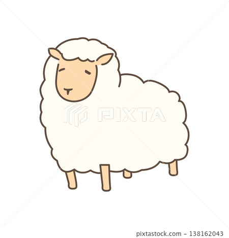 Full-body illustration of a sheep in profile Full-body illustration of a sheep in profile 138162043