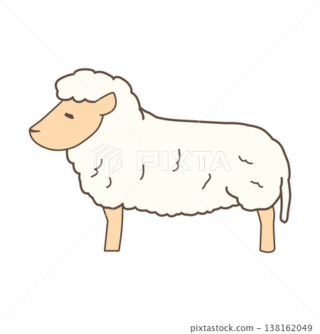 A full-body illustration of a sheep in profile. A full-body illustration of a sheep in profile. 138162049