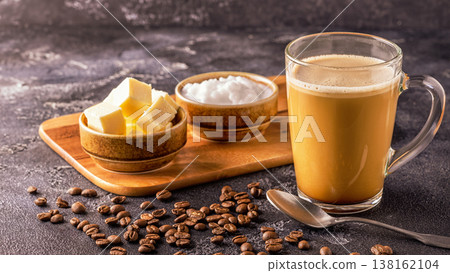 Bulletproof coffee, blended with organic butter and MCT coconut oil Bulletproof coffee, blended with organic butter and MCT coconut oil 138162104