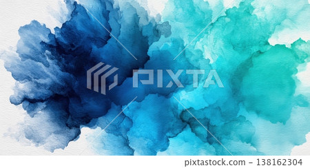 Deep blue and teal watercolor ink cloud texture for poster and wallpaper background design with moody saturated tones Deep blue and teal watercolor ink cloud texture for poster and wallpaper background design with moody saturated tones 138162304