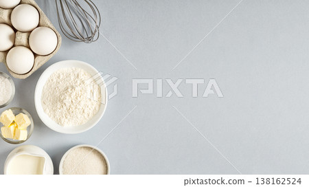 Background with ingredients for cooking, baking, flat lay. Background with ingredients for cooking, baking, flat lay. 138162524