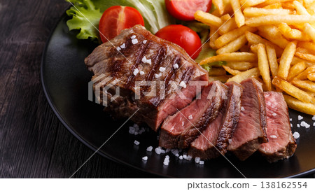 New York steak with french fries New York steak with french fries 138162554