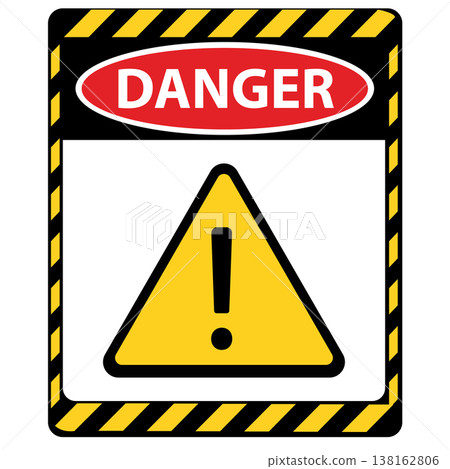 Danger sign. Warning sign that indicate danger. Exclamation marks. flat style. 138162806