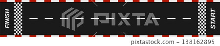 Race track. Start and finish racing. Line sport speed road for vehicle, car, bicycle, motorsport competitions. Asphalt straight route. Racetrack top view. Vector illustration Race track. Start and finish racing. Line sport speed road for vehicle, car, bicycle, motorsport competitions. Asphalt straight route. Racetrack top view. Vector illustration 138162895