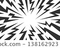 Speed lightning background. Line bolt frame. Flat thunder energy power anime comic book. Game motion and action scene with fast flash. Manga template. Vector concept 138162923