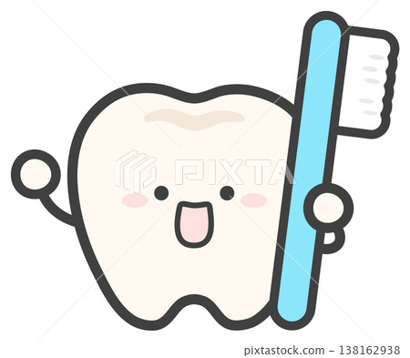 Cute tooth illustration, tooth and toothbrush 138162938