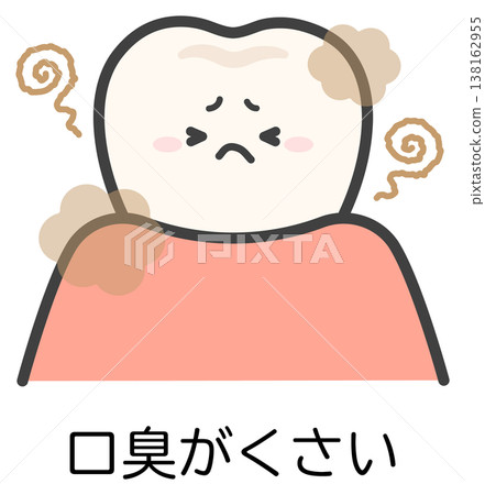 Illustrations of teeth associated with bad breath or a foul-smelling mouth. 138162955