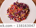 Ready salad in a plate. 138163047