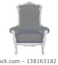 A luxurious silver chair with a Rococo design. 138163182