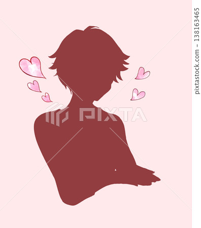 一個男人伸出手；一顆心；一個輪廓。 138163465
