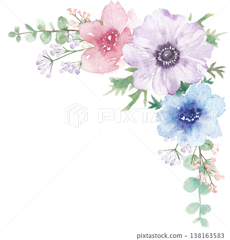 Watercolor Anemone Frame Watercolor Anemone Frame 138163583