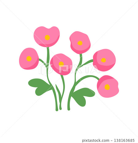 Cute pink dopamine spring tulips bunch flat vector illustration Cute pink dopamine spring tulips bunch flat vector illustration 138163685