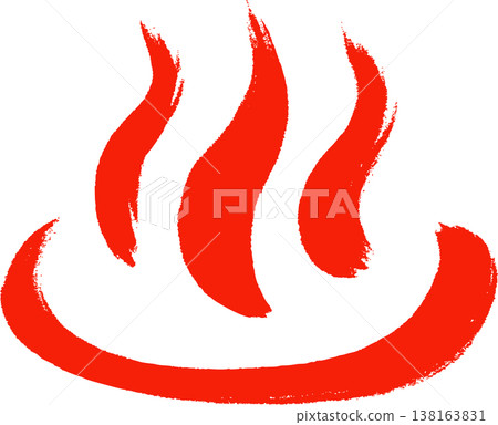 Hand-drawn hot spring symbol icon, red, brushstroke style. 138163831