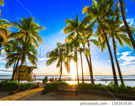 Sun set of Hawaii Waikiki Beach Sun set of Hawaii Waikiki Beach 138163836