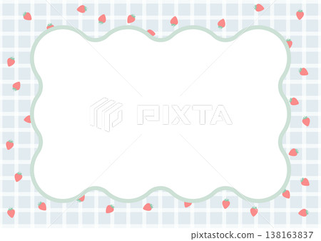 草莓和格子波浪形框架 草莓和格子波浪形框架 138163837