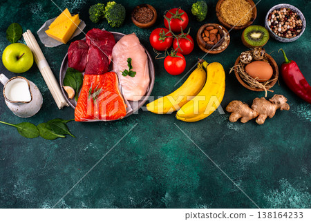 Clean eating balanced protein healthy food. 138164233