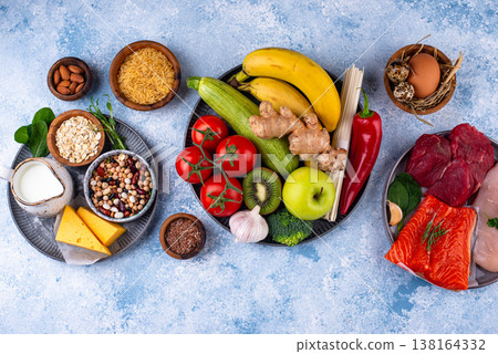 Clean eating balanced protein healthy food. Clean eating balanced protein healthy food. 138164332