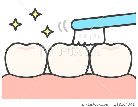 牙齒、牙刷和閃光粉的插圖 138164341