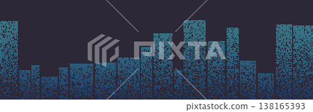 Blue cityscape elements form a modern city skyline, showcasing urban architecture and design. 138165393