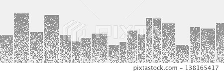 Abstract urban skyline with pixelated building silhouettes Abstract urban skyline with pixelated building silhouettes 138165417