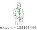 Businessman in a green tie: Hand on forehead 138165444