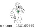 Businessman in a green tie: Hand on forehead 138165445