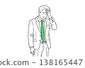 Businessman in a green tie: Hand on forehead 138165447