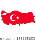 Turkey map silhouette with national flag, vector geographic border 138165853