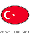 Oval sticker Turkey flag design, crescent star, national patriotic emblem 138165854