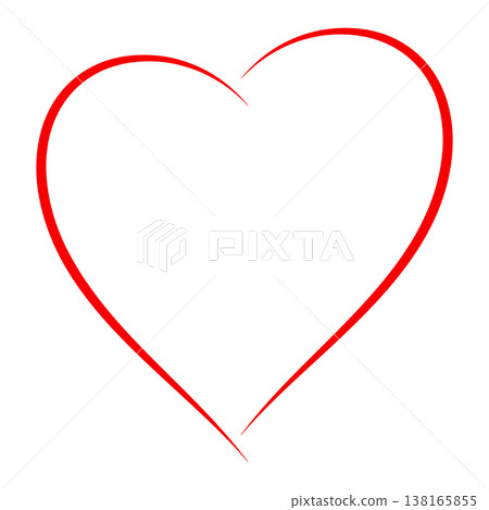 Red contours heart outline symbol, minimal graphic design illustration Red contours heart outline symbol, minimal graphic design illustration 138165855