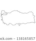 Turkey geographic outline map, vector silhouette, cartography border shape 138165857