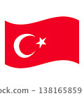 Turkey national waving flag, crescent star, patriotic symbolic design illustration 138165859